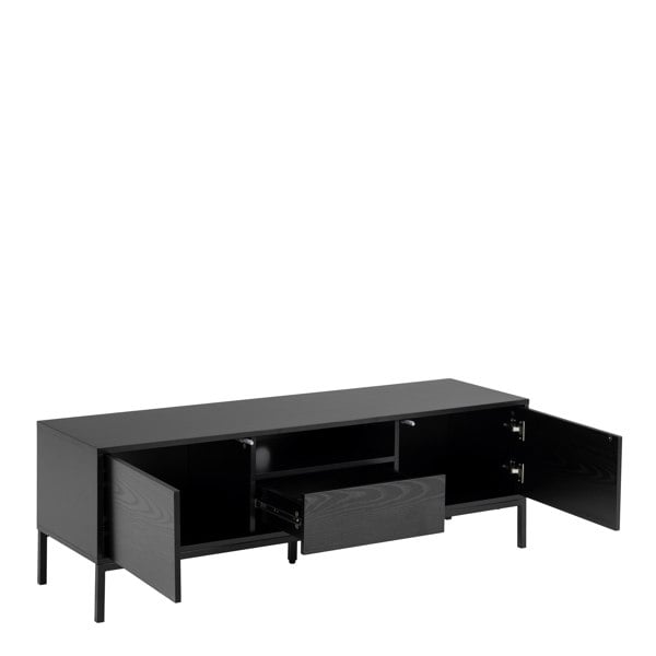 Furniture To Go Seaford 2 Door 1 Drawer TV Unit in Ash Black