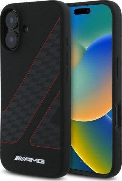 Mercedes Benz AMG Checkered Flag Pattern Case with MagSafe for iPhone 16 6.1" Black & Red - AMHMP16S2SCFR