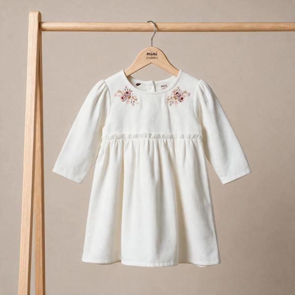 Girls White Single Dress