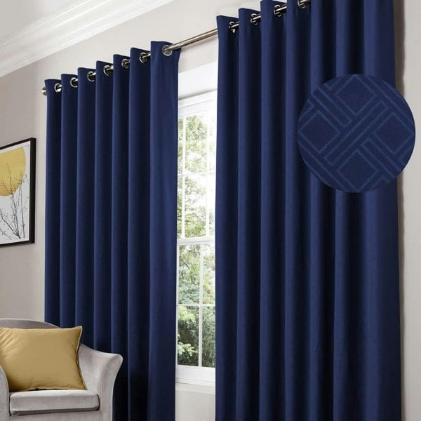 Alan Symonds Diamond Blackout Eyelet Curtains Thermal Lined Ready Made Curtains