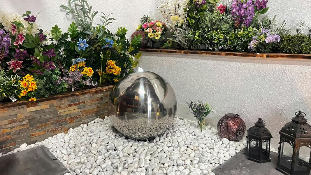 Tranquillity Water Features 40cm Stainless Steel Sphere Modern Metal Water Feature
