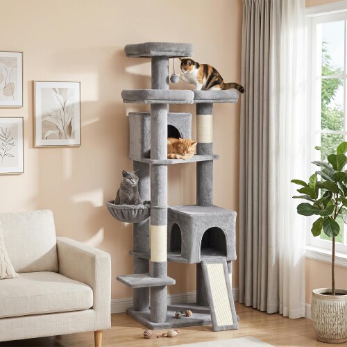 PawHut 184cm Large Cat Tree, Multi-Level Tall Kitty Tower, Dark Grey