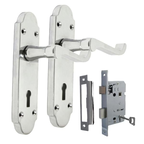 EDH Door Hardware Epsom Door Handle - Chrome Internal Door Handles - 3 Lever Mortice Sash Lock x1