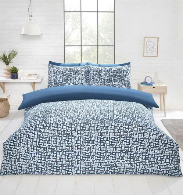 Pebbles Geo Blue King Duvet Cover Set