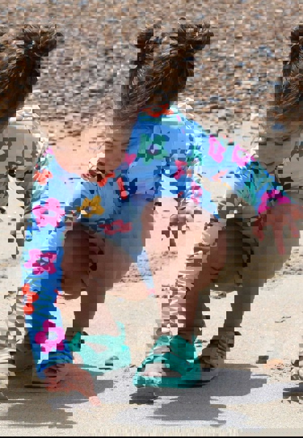 Rainbow Bloom Print Long - Sleeved Kids' Swimsuit - Toby Tiger