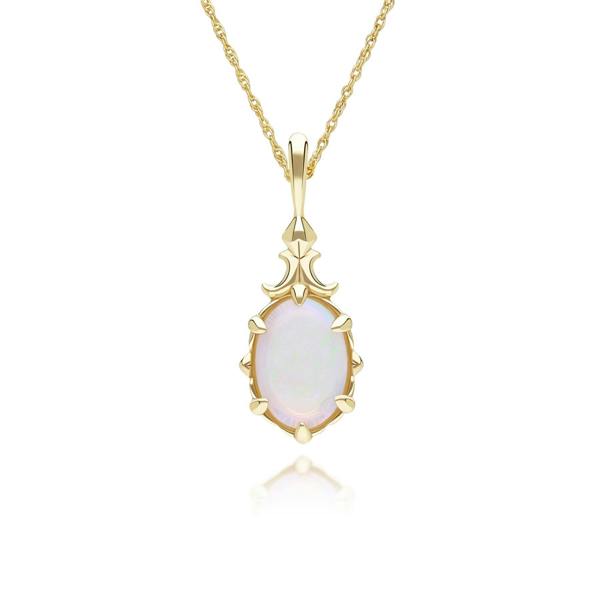 Gemondo Classic Oval Opal Pendant Necklace in 9ct Yellow Gold