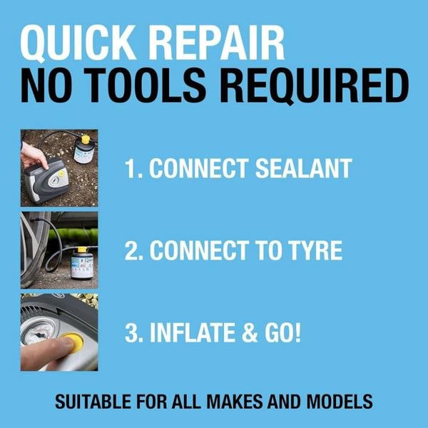 Ring Automotive Flat Tyre Repair Kit Tire Air Compressor & Sealant RTK6