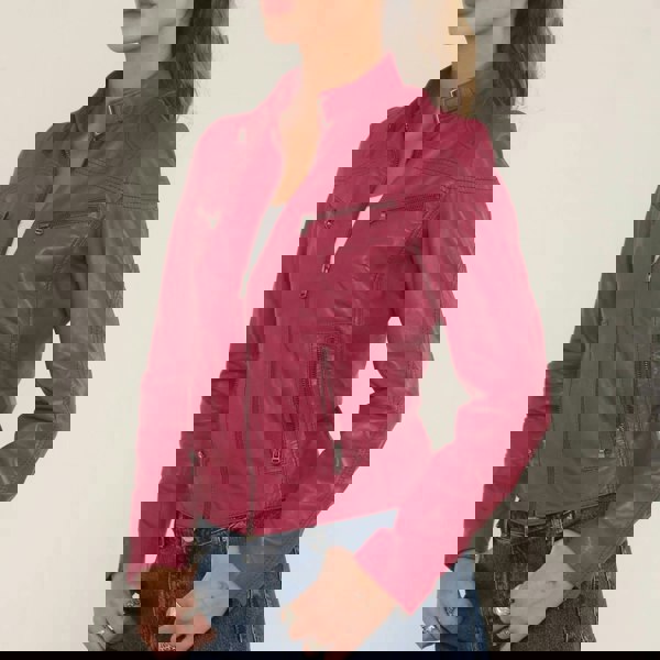 Leather Company Women's Real Leather Classic Racer Style Biker Jacket