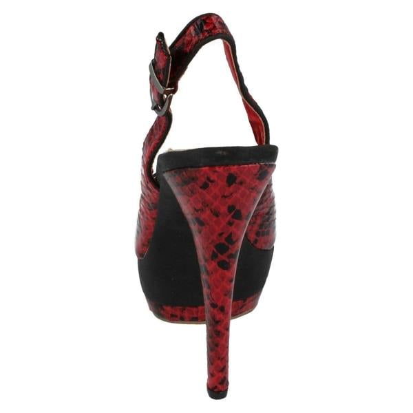 Spot On Ladies Spot On Snake Print Slingback Heels