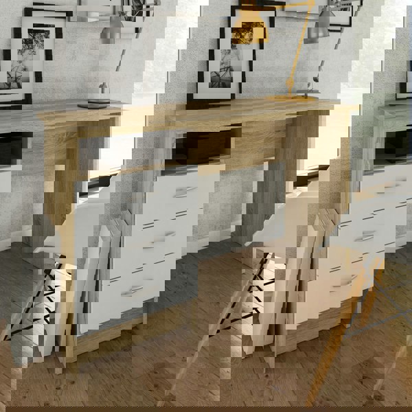 Furniture To Go Function Plus Oak Desk 3 White Drawers