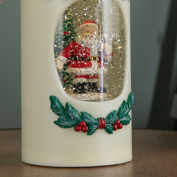 Samuel Alexander 20cm Dual Powered Light up Christmas Pillar Candle Water Spiner with Santa and LEDs