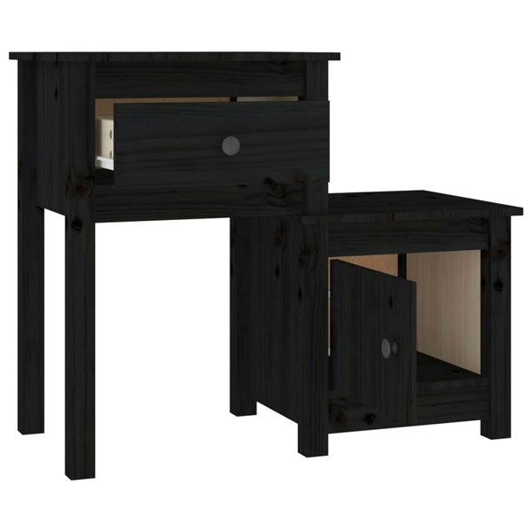 Berkfield Bedside Cabinet Black 79.5x38x65.5 cm Solid Wood Pine
