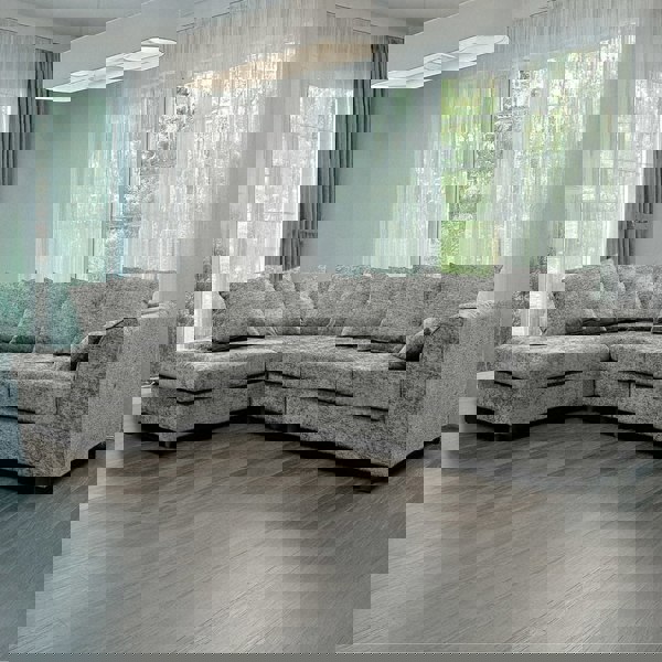 Furnishings For Less Monaco Chenille Fabric 5 Seater L Shaped Corner Sofa