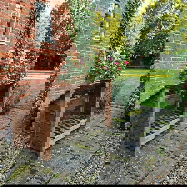 Arbor Garden Solutions Wooden Outdoor Shoe/Log Storage W-119cm, H-66cm, D-54cm - Brown Finish