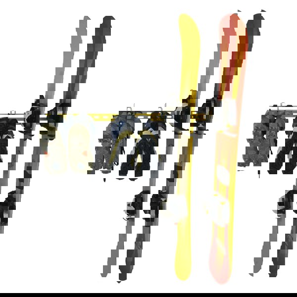 Snowboard wall rack. Snowboard equipment organiser with wall mounting rack for snowboards and snowboard boots