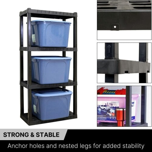 Oskar 4 Tier Shelves Garage Shelving Units Heavy Duty Storage Racking Shelf 35x76x144cm