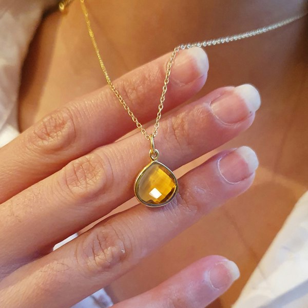 18ct Gold Plated Citrine November Birthstone Necklace