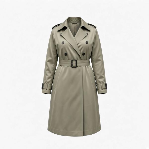 Sylvia Piechulla Plus Size Olive Green Water-Repellent Trench Coat | Oversized Relaxed Fit