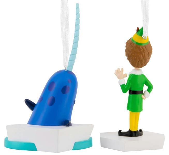 Elf Storied Moments  - Buddy the Elf & Mr Narwhal set of 2 Christmas Tree Ornaments