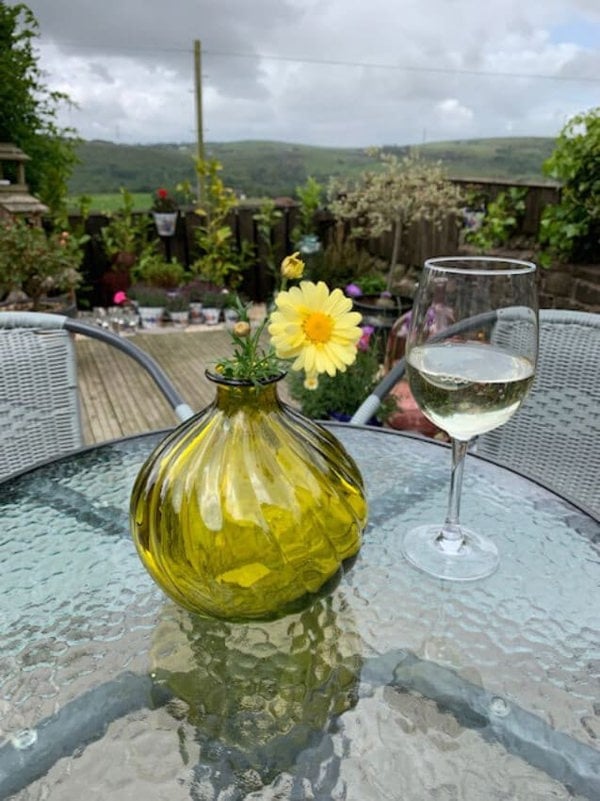 Verano-Recycled-Glass-Ola-Round-Vase-Yellow-Lifestyle