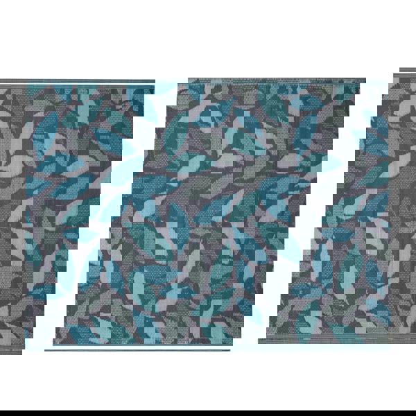 Samuel Alexander 1.5m x 2.1m Flora Leaves Large Outdoor Alfresco Patio Rug Mat in Blue
