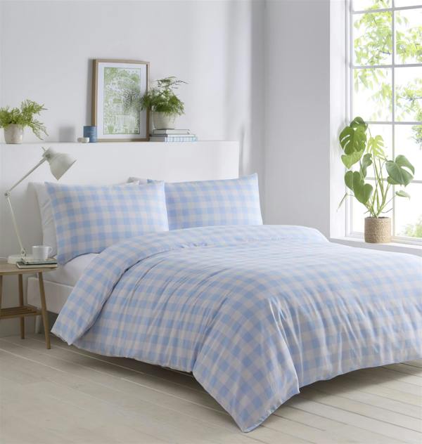 Gingham Blue Duvet Cover Set
