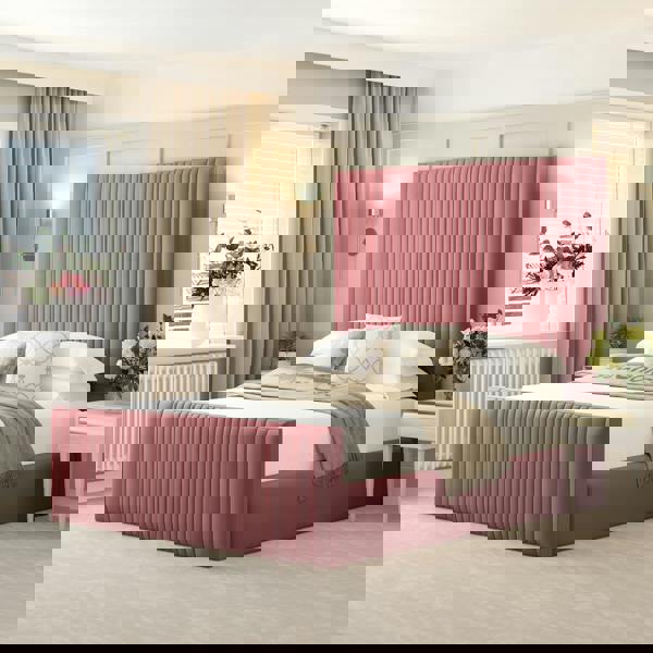 Bed Choices Plush Velvet Aspire Bed Frame with Headboard and mattress