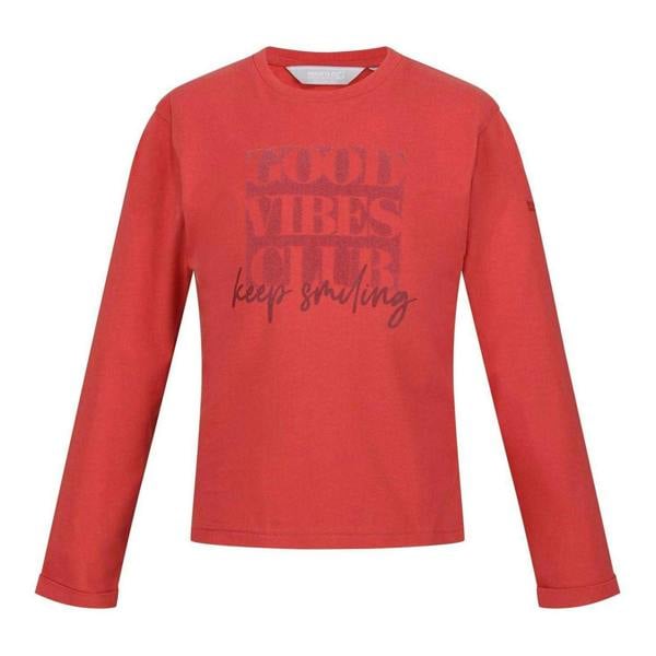 Regatta Childrens/Kids Great Outdoors Lettering Long-Sleeved T-Shirt - Mineral Red - 