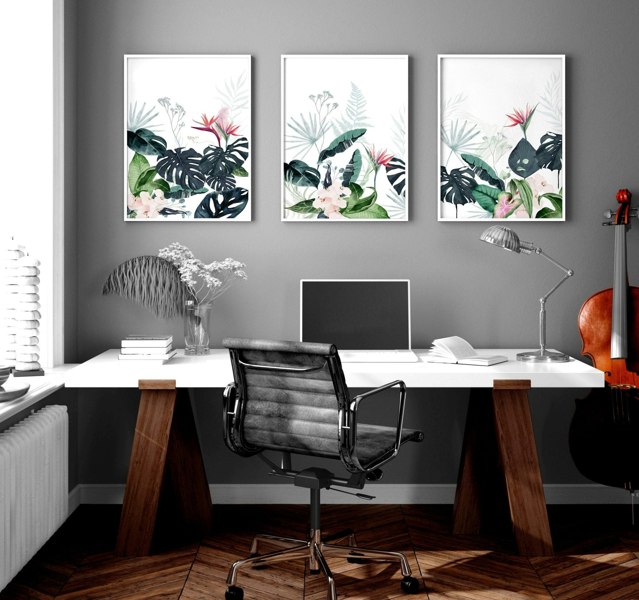 Artwork for offices | set of 3 Tropical wall art