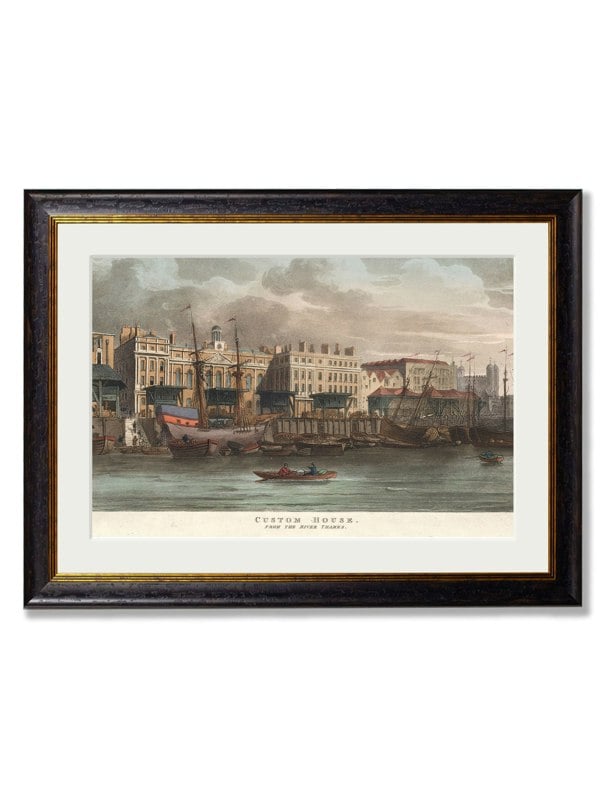 Exceptional Art c.1808 Custom House from the River Thames
