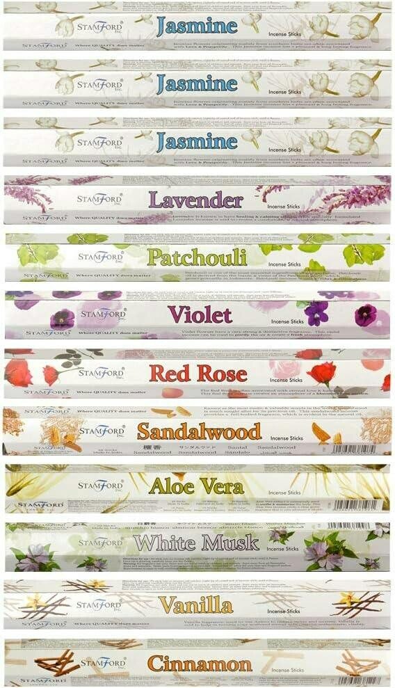 Stamford 37332 Jasmine Variety Incense Sticks Gift Set, 12 packs x 20 sticks