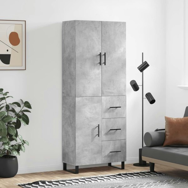 Berkfield Highboard Concrete Grey 69.5x34x180 cm Engineered Wood