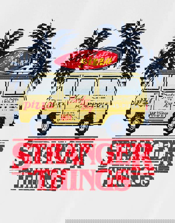 Stranger Things Unisex White Pizza Van Short Sleeved T-Shirt