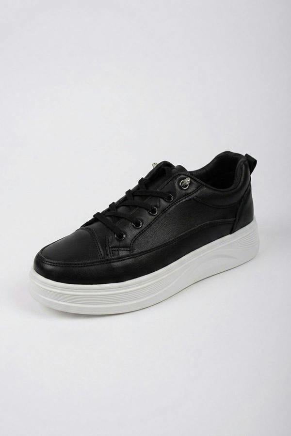 Constance Chunky Sole Lace Up Trainers - Black