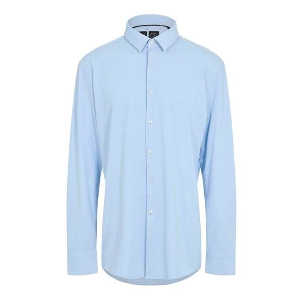 Boss Mens Plain Collared Regular Long-Sleeved Shirt - Light Blue - 