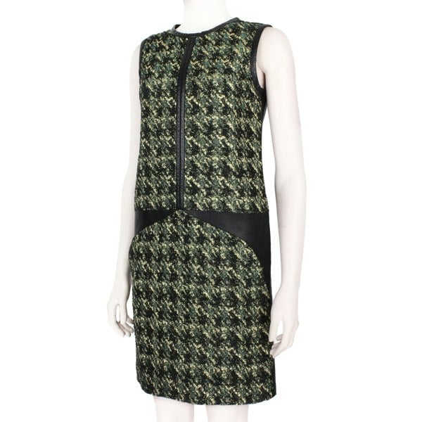 J. Mendel shift dress in shimmering woven houndstooth pattern