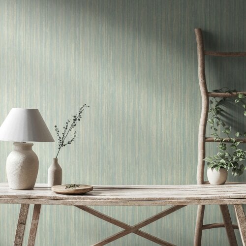Hoopla Walls Stria - Soft Blue 10m Wallpaper