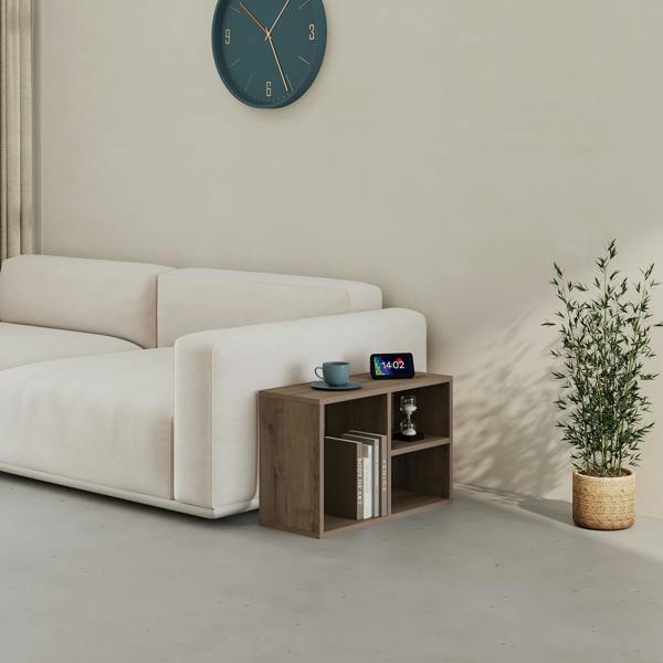 Decortie Modern Combayn Big Low Standing Book Shelf, 3 Open Storage Horizontal or Vertical Compact Bookshelf Bedroom