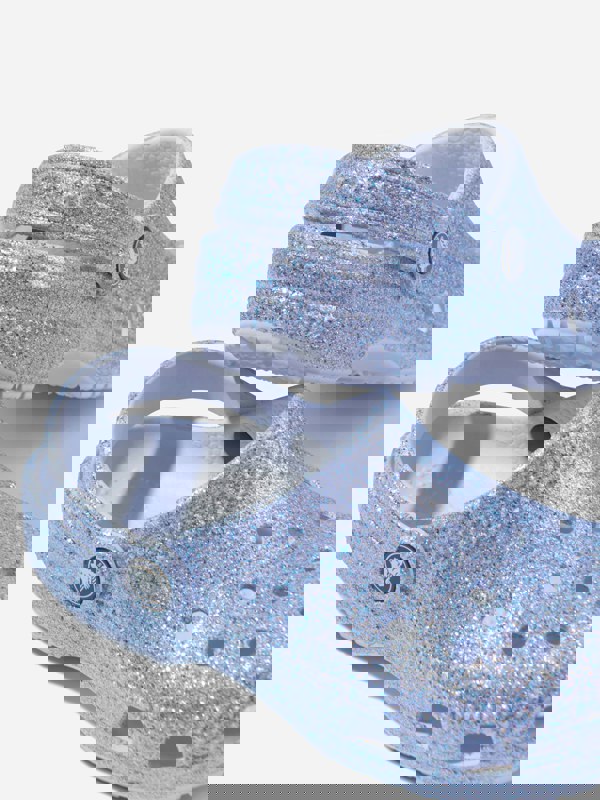 Crocs Girls Classic Glitter Clog in Blue