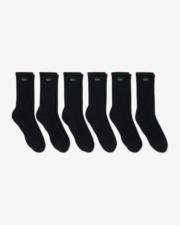 Lacoste 6 - Pack Long Mens Sport Socks - Black 031 | CHO | Designer Mens Socks