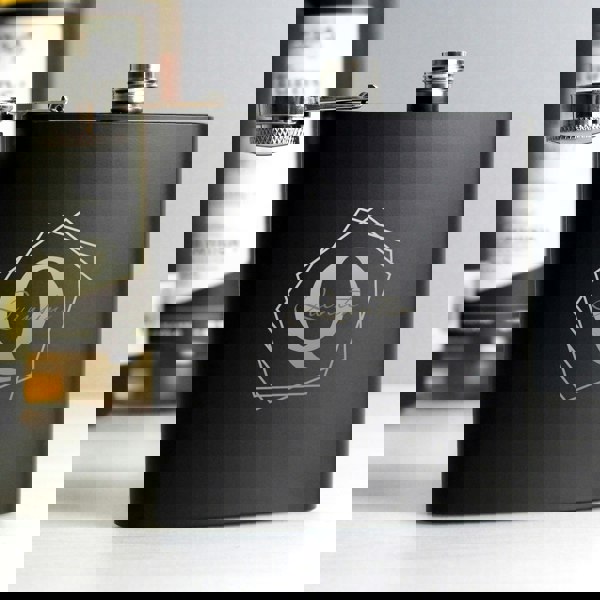 Personalised Memento Company Personalised Geometric Initial Black Hip Flask