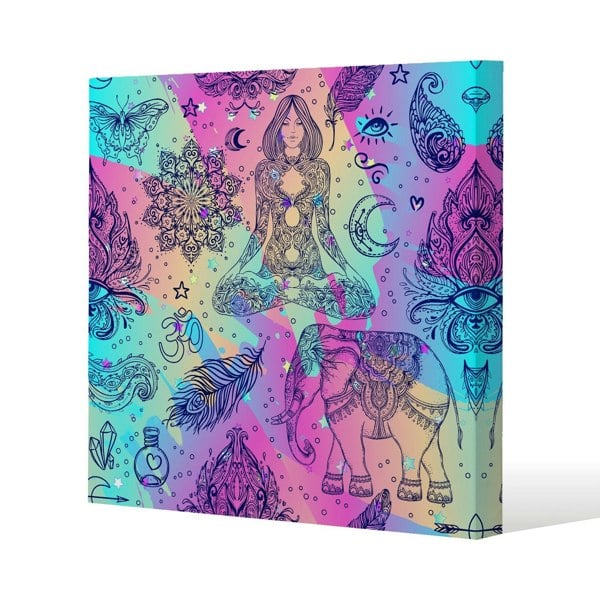 Benjamin Tate Design Colorful rainbow Slim Style Canvas Print  50x50cm , 15mm Slim Real wood.