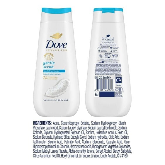 Dove Advanced Care Gentle Scrub Body Wash 24H Renewing Micromoisture 225ml