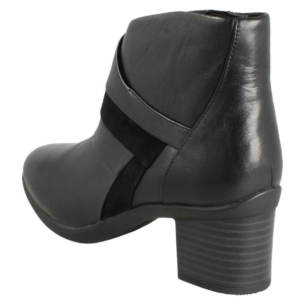 Clarks Ladies Clarks Block Heel Leather Ankle Boots Shaya Sky