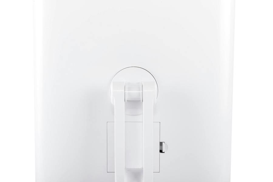 rear view of Full size LED make up mirror swivel attachment and battery pack visible