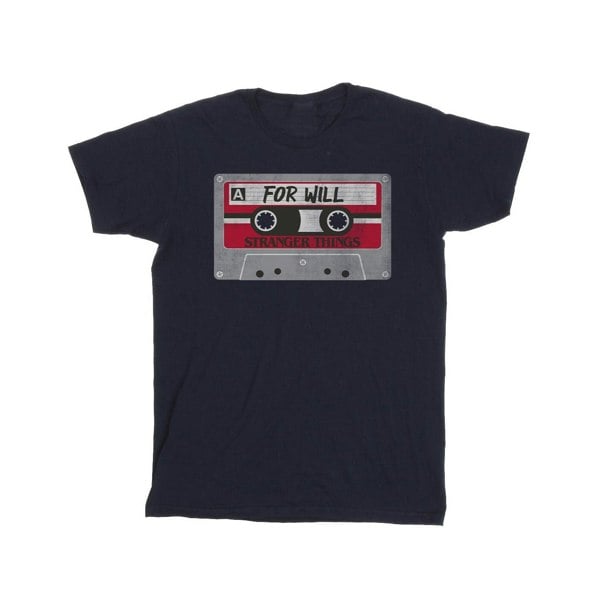 Netflix Mens Stranger Things Cassette For Will T-Shirt - Navy Blue