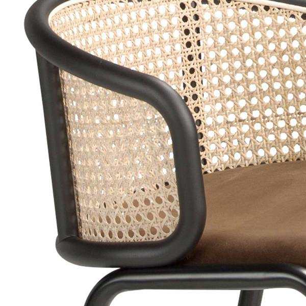 Angel Cerdá Rattan and brown velvet stool 4128