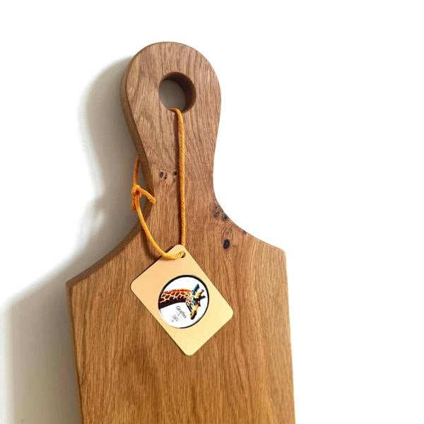 Giraffes & Craftz Large Oak Paddle with Round Handle - Oak Cheese, Bread and Serving Board