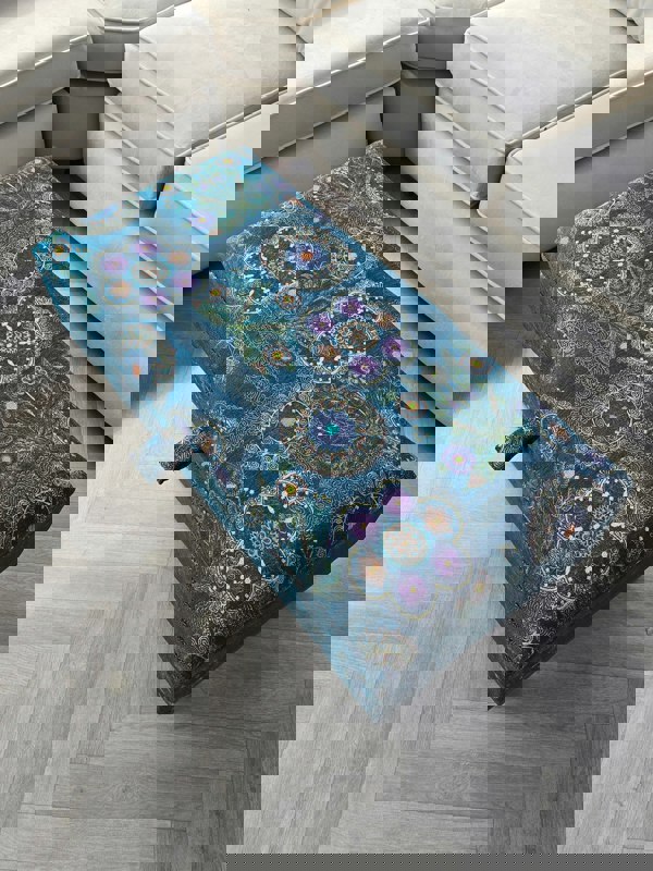 PREMIUM LOOP FLORAL GREEN PATTERN FOOTSTOOL CIRCLE BENCH COFFEE TABLE - ISTOOLS