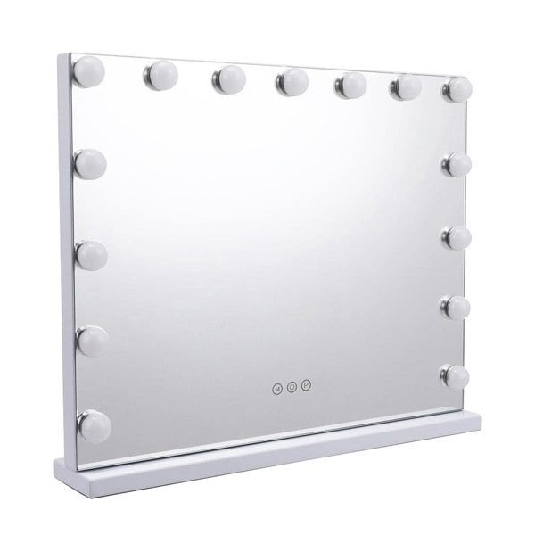 White Rectangle Tabletop Hollywood LED Vanity Mirror-58x48cm LED Make Up Mirrors Living and Home
